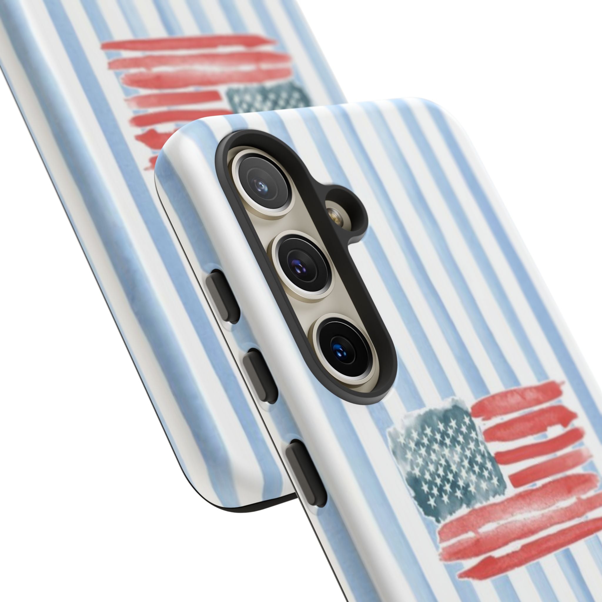 American Flag Watercolor Phone Case - Blue Stripe Tough Case