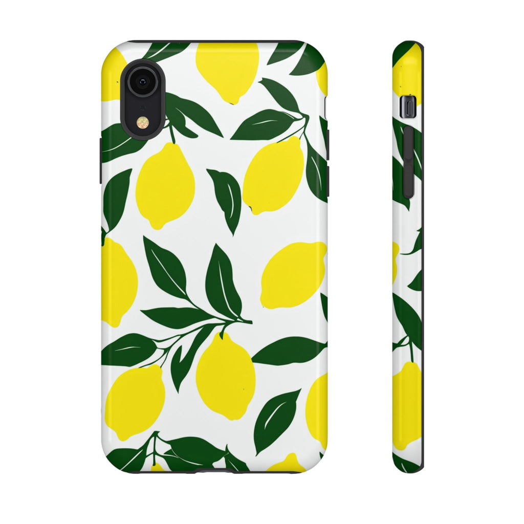 Lemon Pattern Tough Phone Case — Bright Citrus Protective Cover