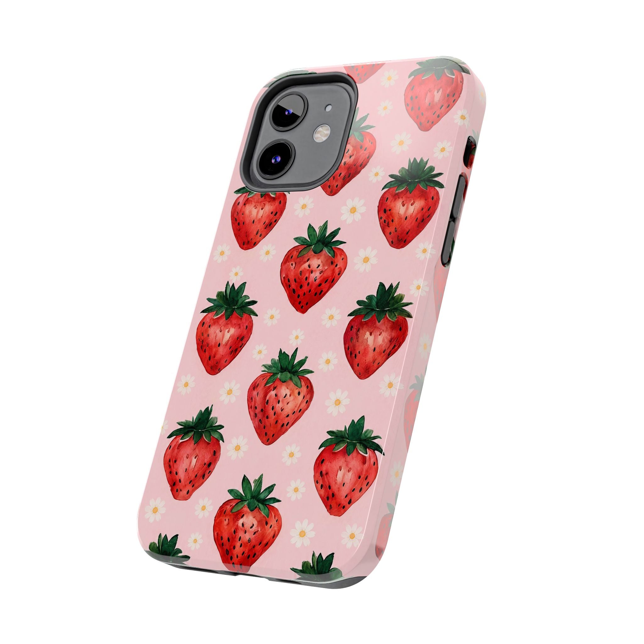 Strawberry Pattern Tough Phone Case — Cute Pink Fruit iPhone/Android Protection