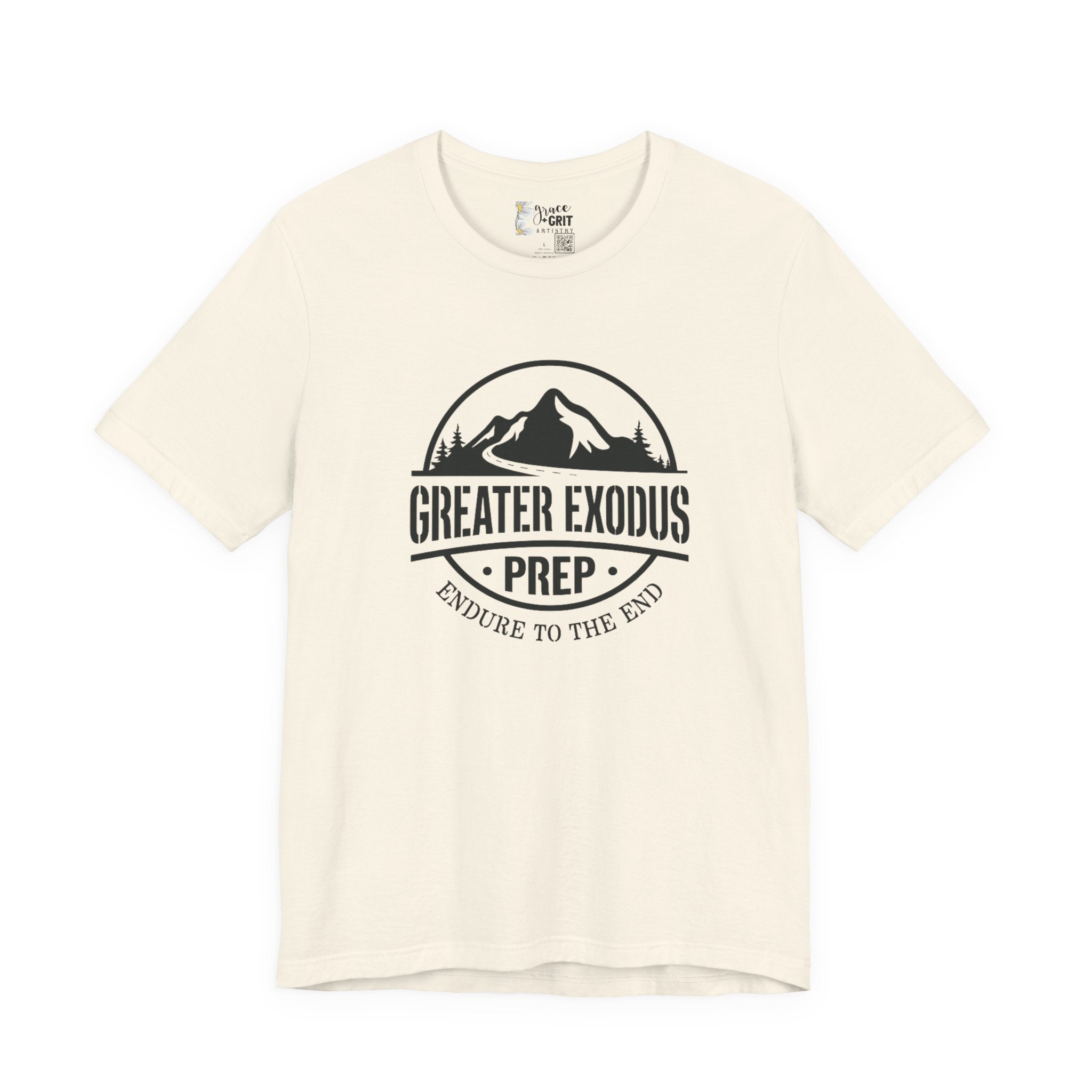 Greater Exodus Prep T-Shirt — Mountain Logo “Endure to the End” Adventure Tee