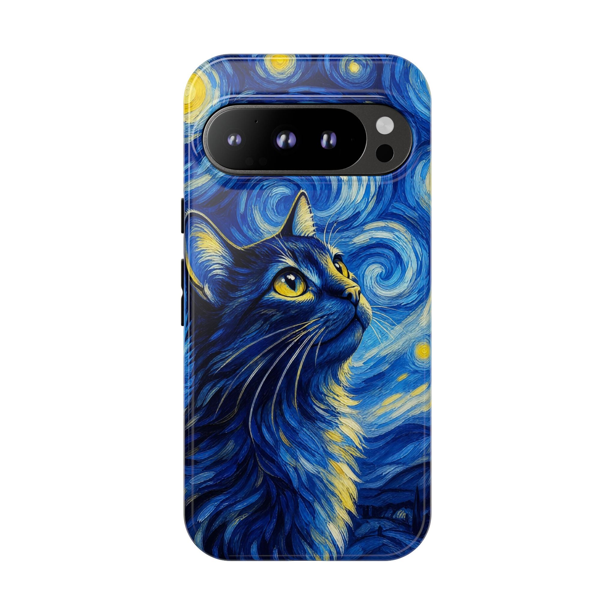 Starry Night Cat Phone Case — Van GoghStyle Blue Galaxy iPhone Cover
