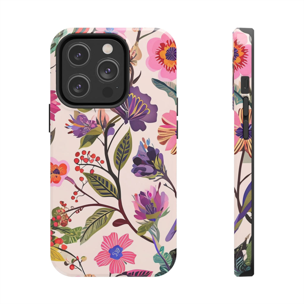 Floral Tough Phone Case – Colorful Botanical Flower Design
