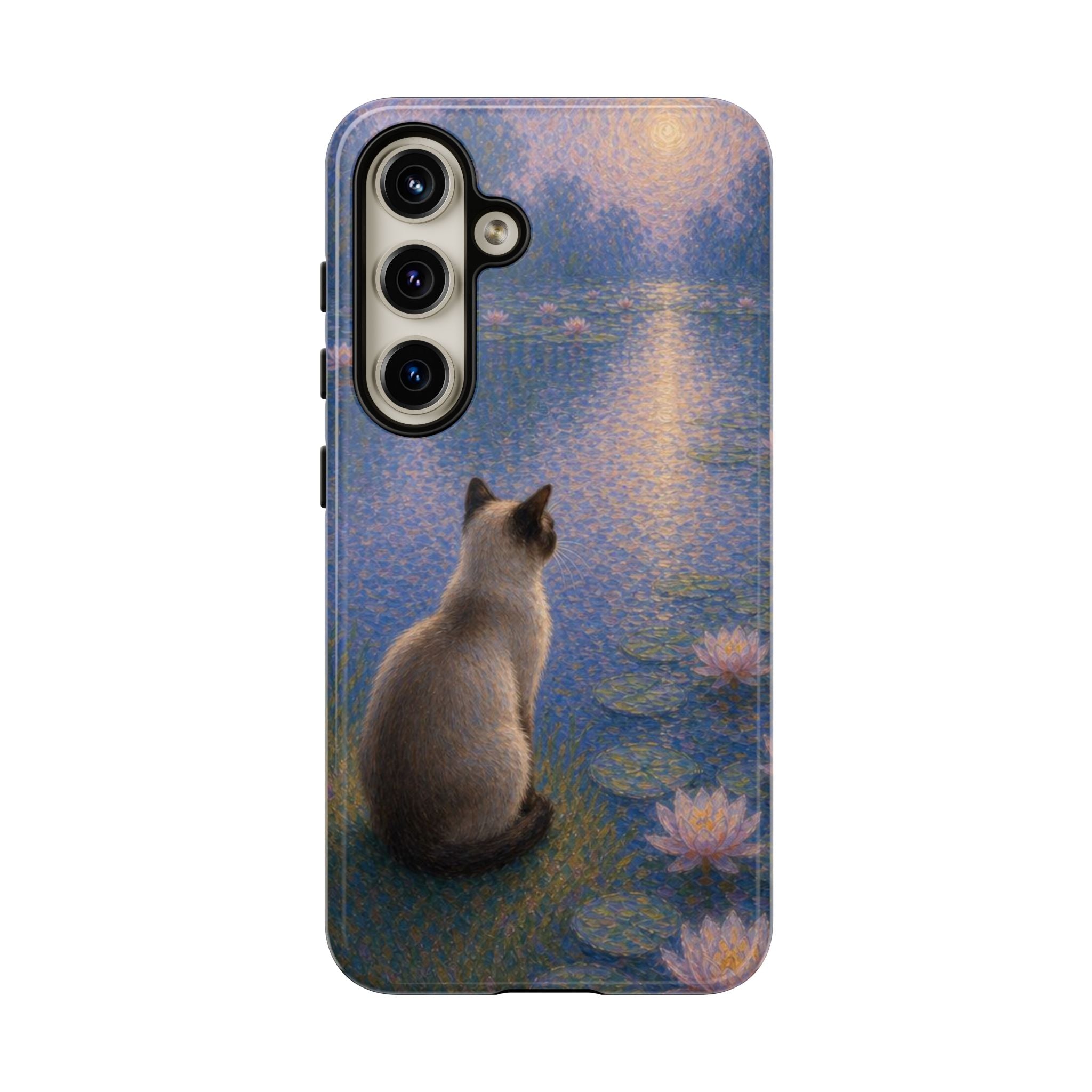 Cat Moonlight Phone Case — Serene Siamese by Lily Pond