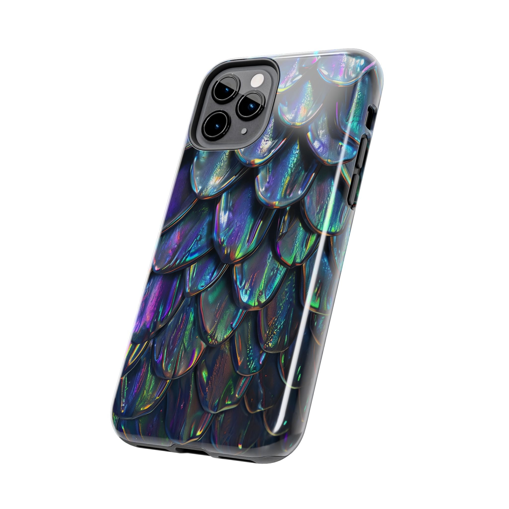 Holographic Mermaid Scale Tough Phone Case — Iridescent Protective Phone Cover
