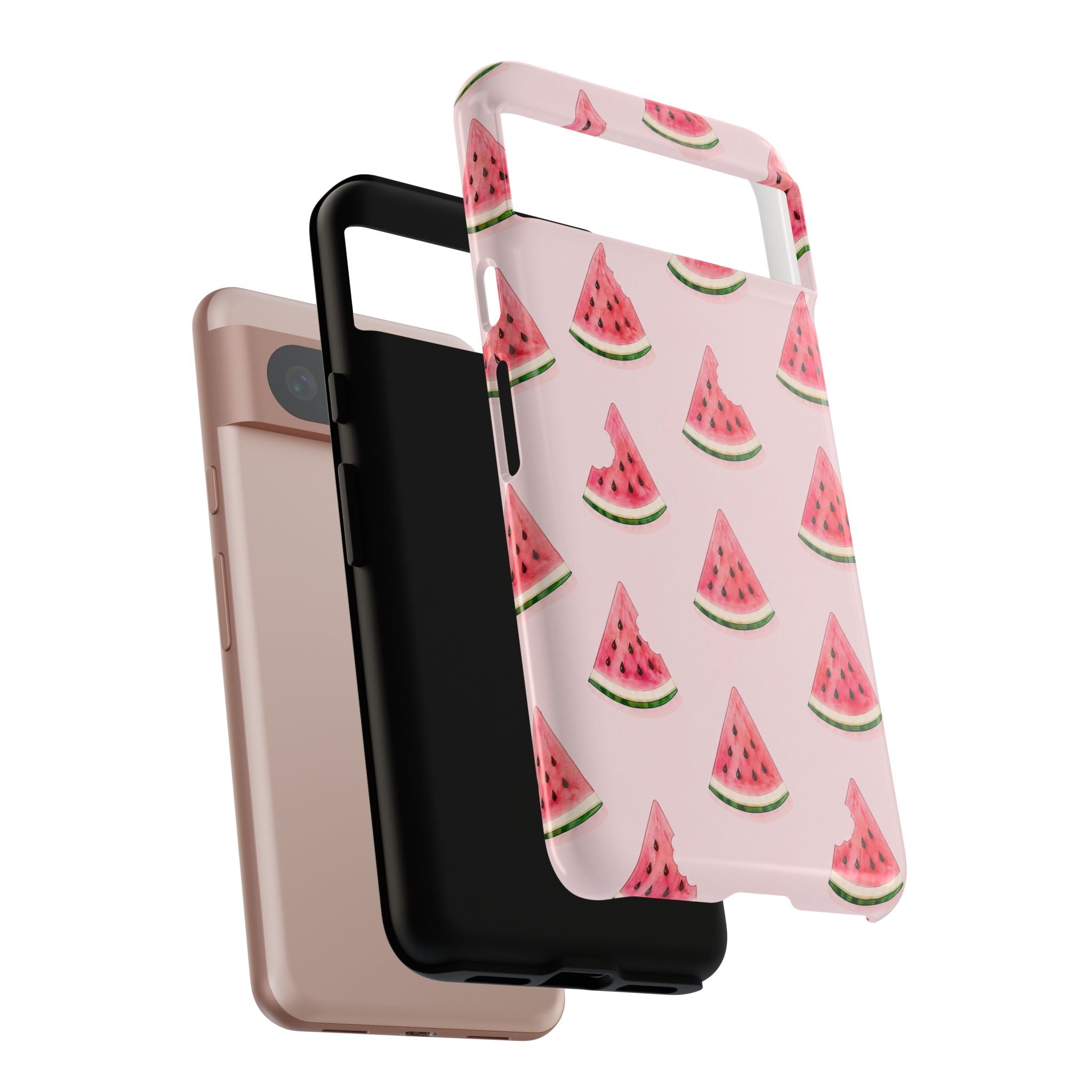 Watermelon Pattern Tough Phone Case — Pink Fruit Slice Protective Case