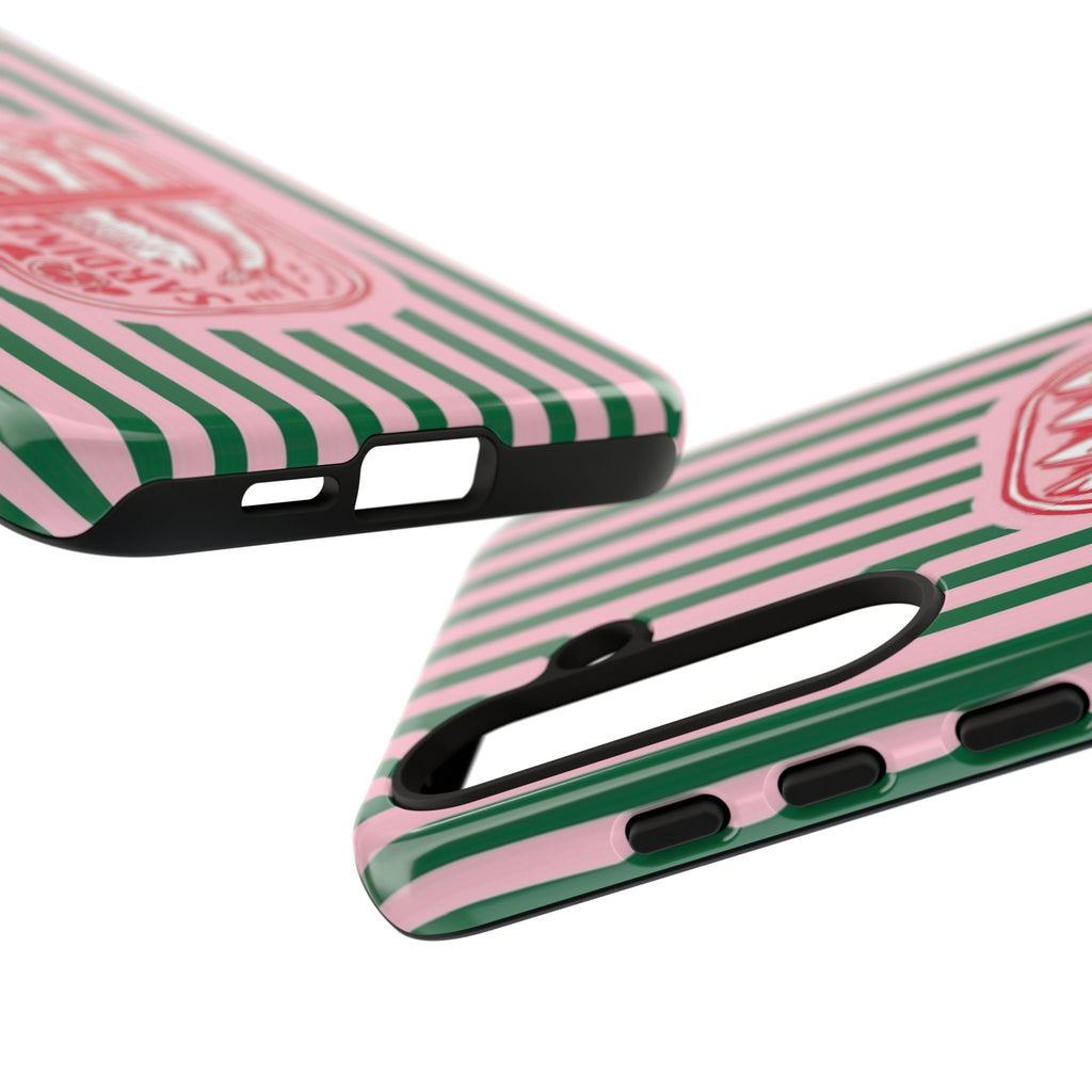 Sardine Stripe Phone Case — Retro Pink & Green Nautical Protection