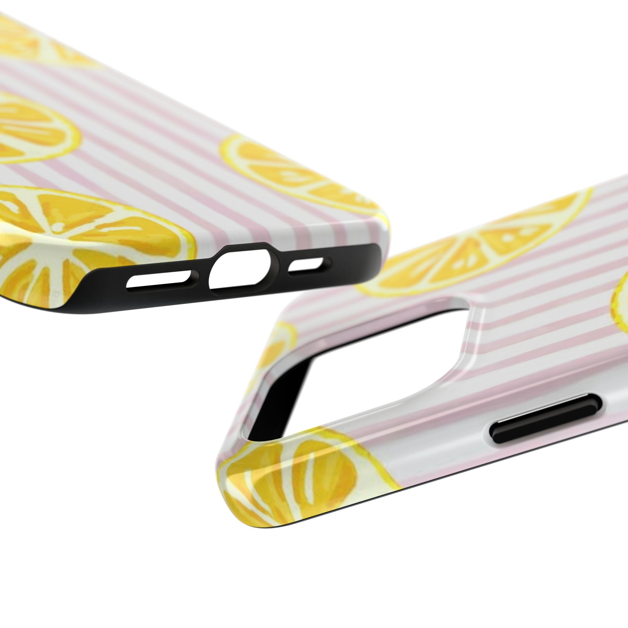 Lemon Slice Tough Phone Case — Pink Stripe Summer Protective Cover