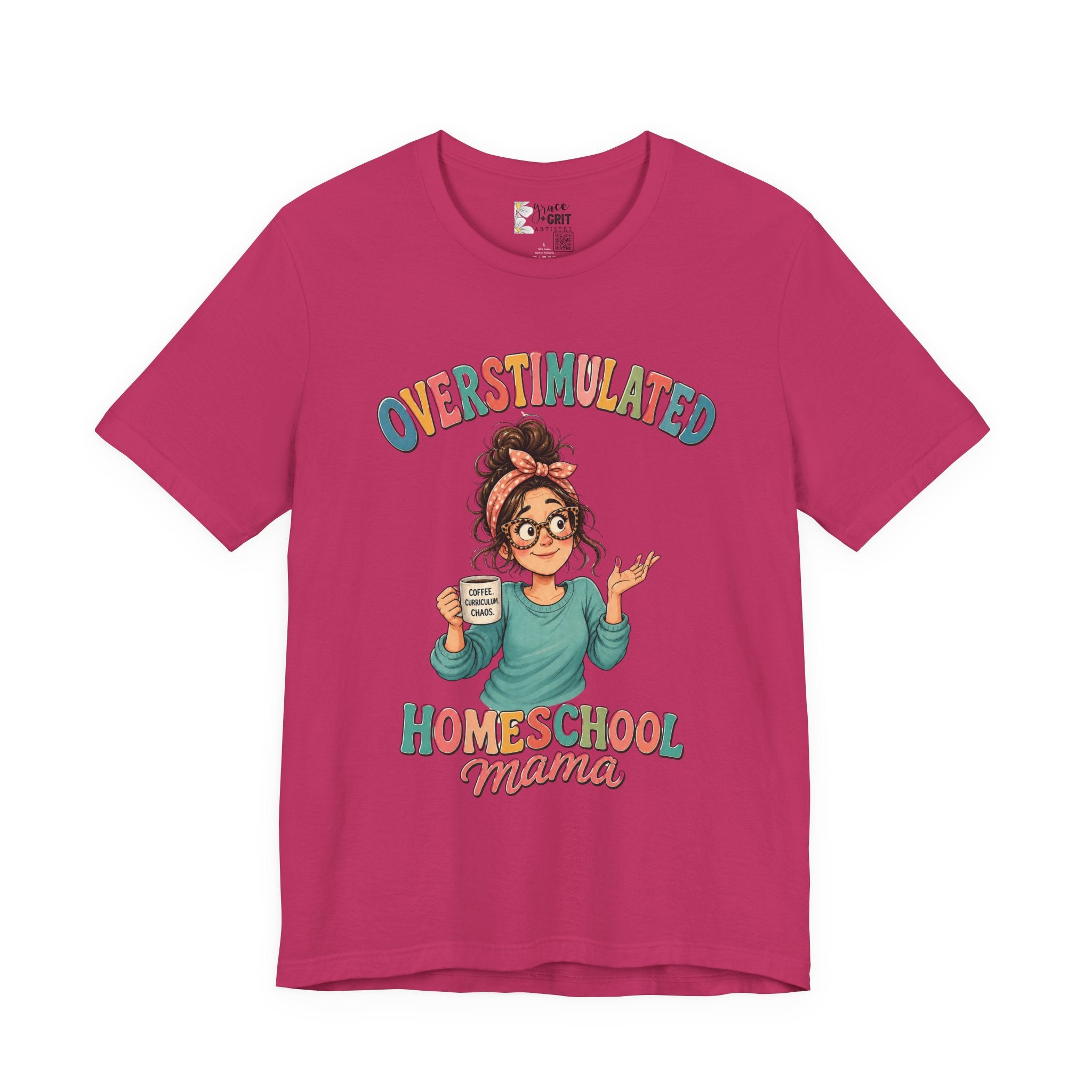 Homeschool Mama T-Shirt – “Overstimulated” Cute Mom Graphic Tee