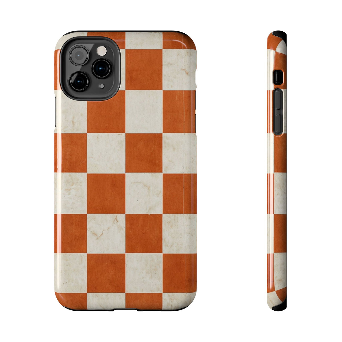 Orange and Cream Checkerboard Tough Phone Case
