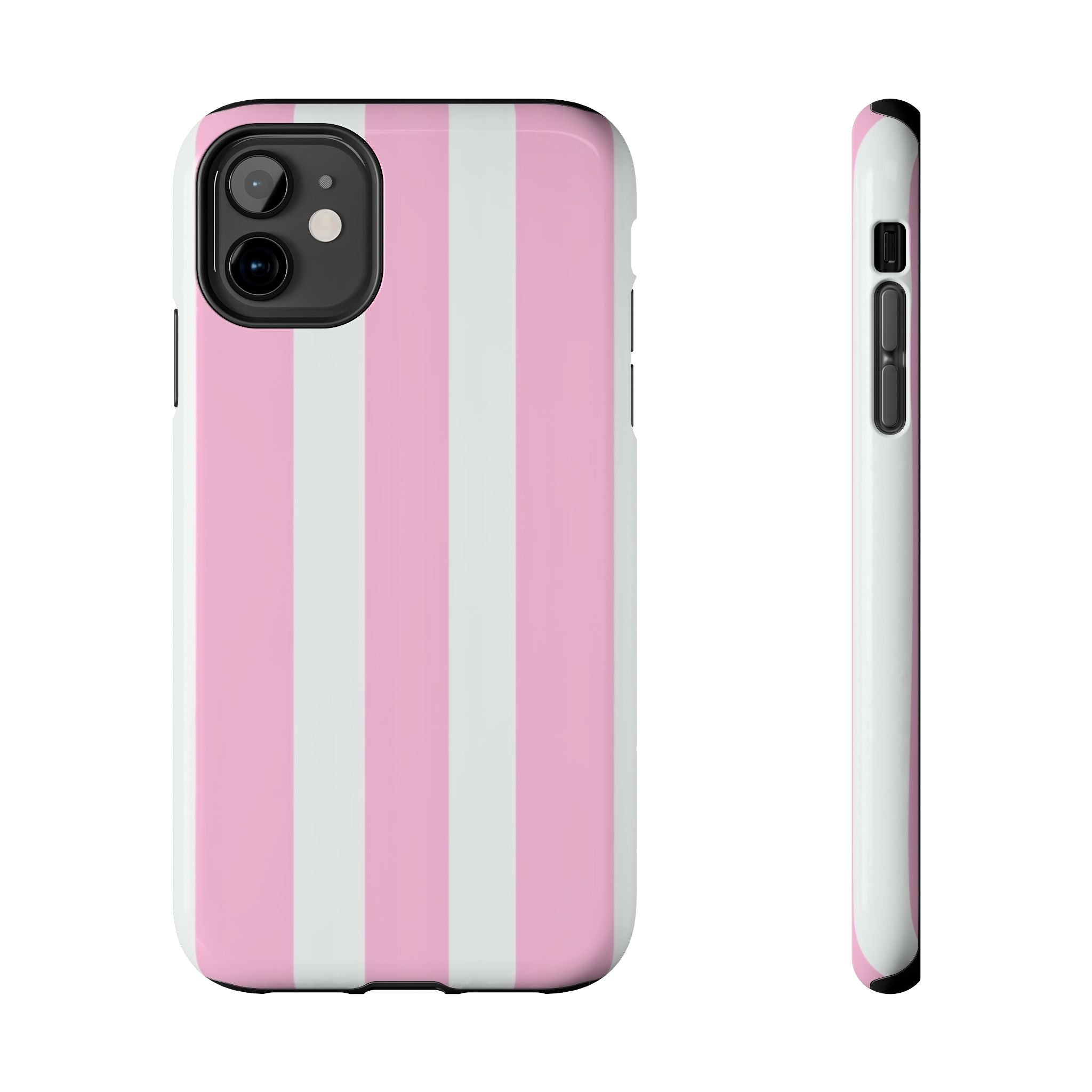Pink & White Stripe Tough Phone Case — Protective Stripe iPhone Cover