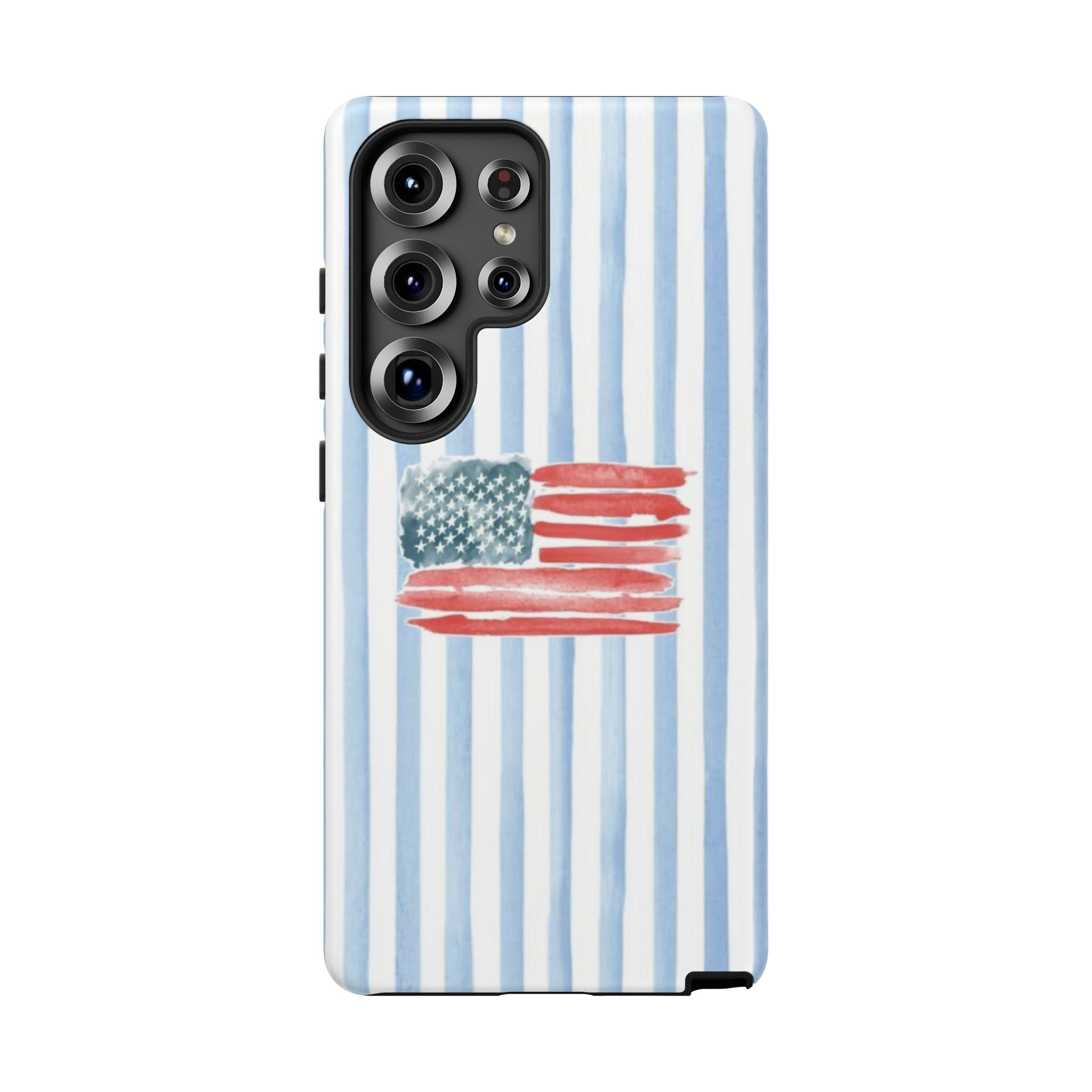 American Flag Watercolor Phone Case - Blue Stripe Tough Case