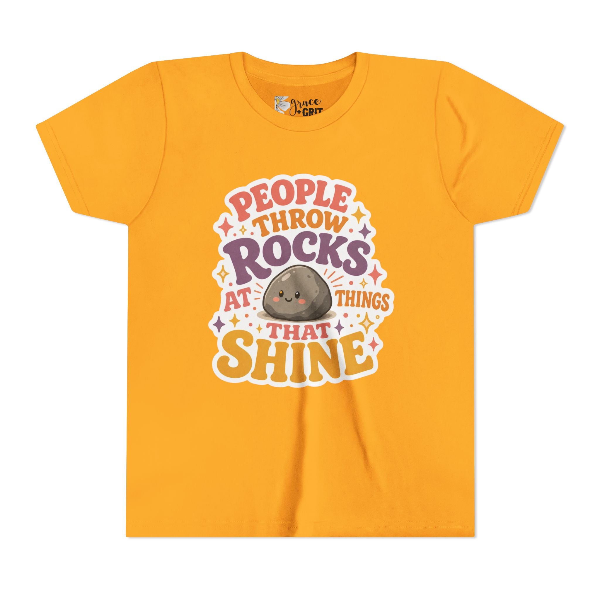 Youth Tee — "People Throw Rocks at Things That Shine" Positive Graphic Tee