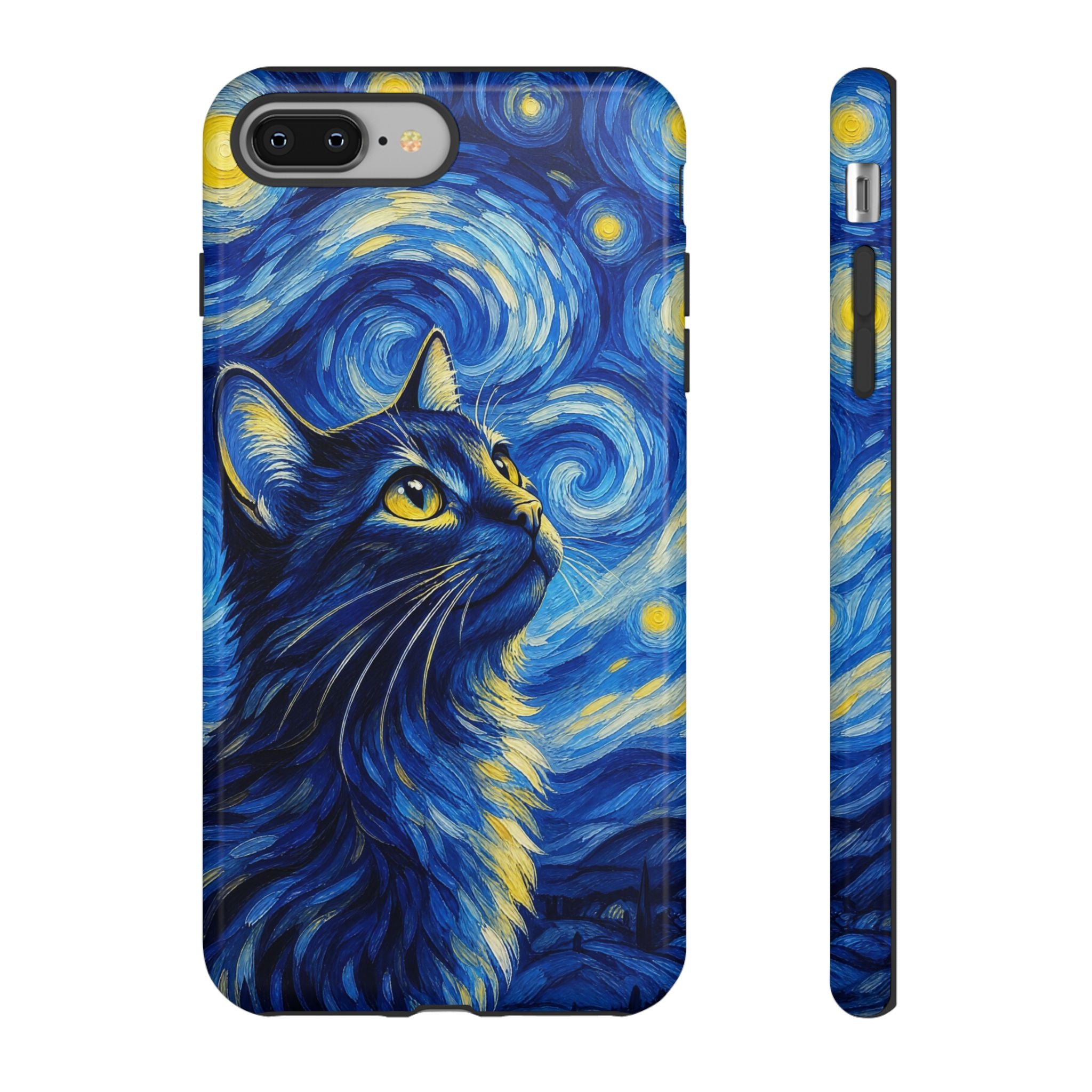 Starry Night Cat Phone Case — Van GoghStyle Blue Galaxy iPhone Cover
