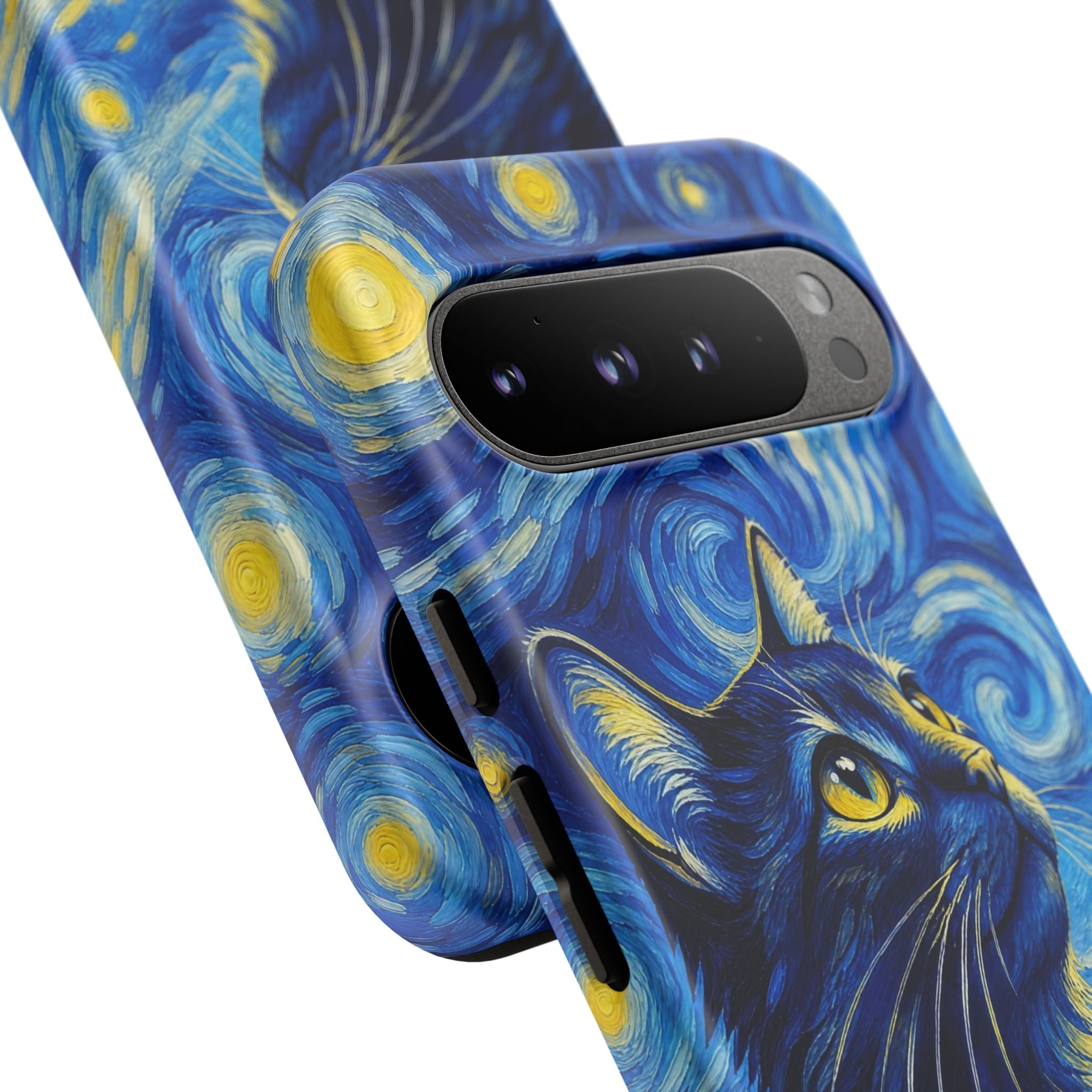 Starry Night Cat Phone Case — Van GoghStyle Blue Galaxy iPhone Cover