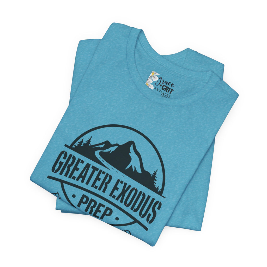 Greater Exodus Prep T-Shirt — Mountain Logo “Endure to the End” Adventure Tee