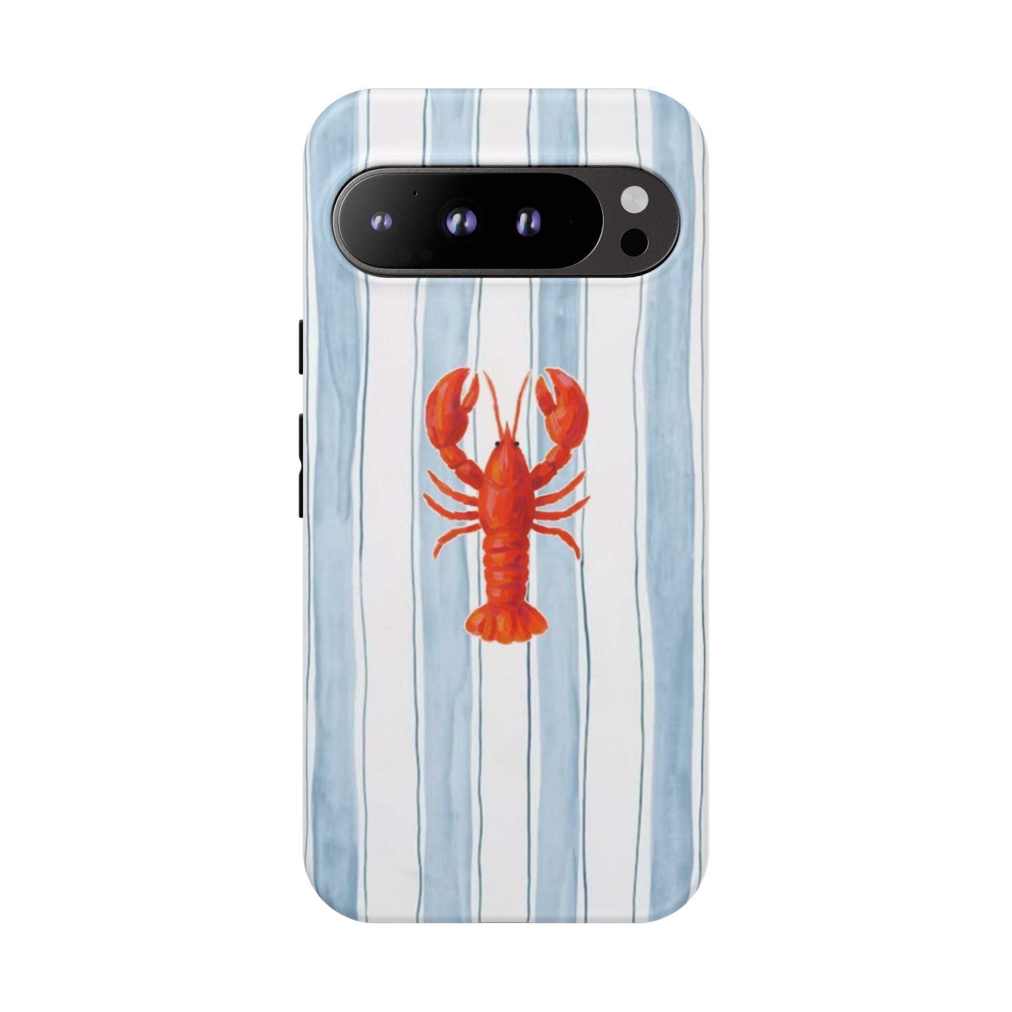 Lobster Stripe Phone Case — Nautical Blue & White Protective Cover