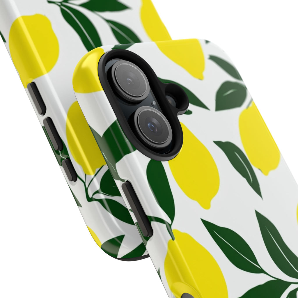 Lemon Pattern Tough Phone Case — Bright Citrus Protective Phone Cover