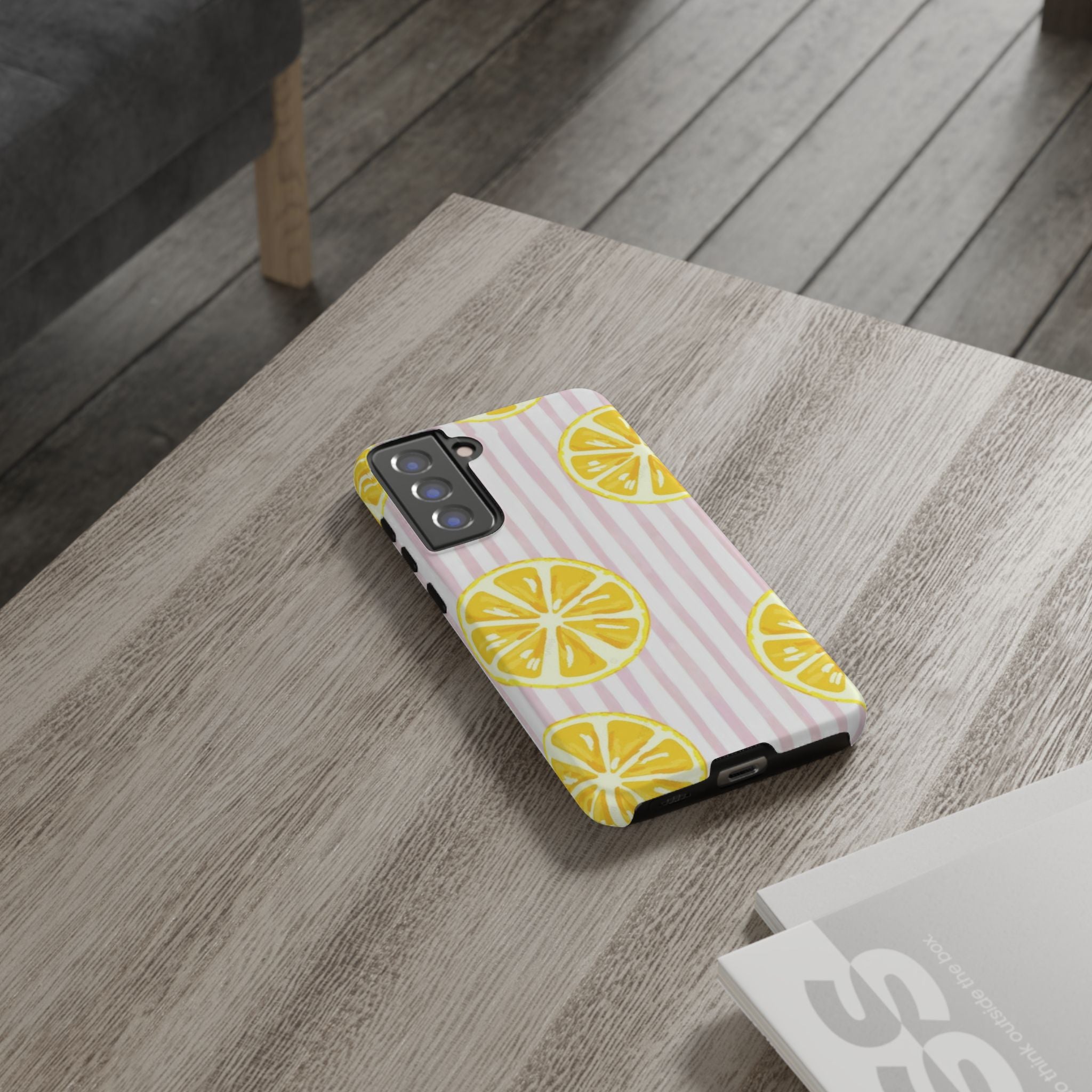 Lemon Slices Tough Case — Cute Pink Stripe Phone Cover