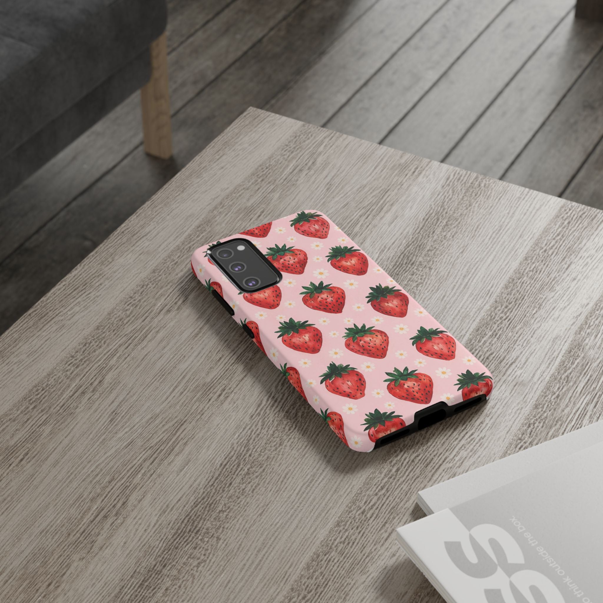 Strawberry Pattern Tough Case — Cute Pink Fruit Phone Case