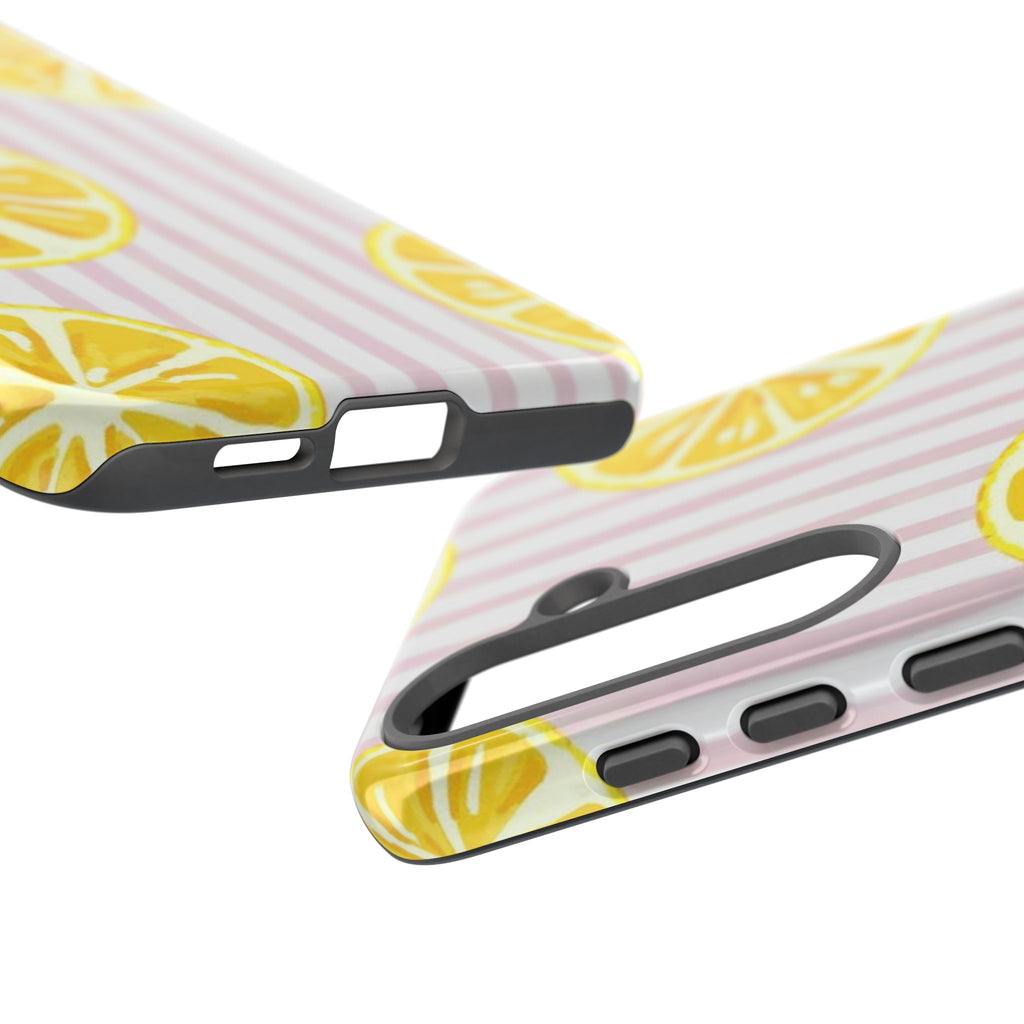 Lemon Slices Tough Case — Cute Pink Stripe Phone Cover