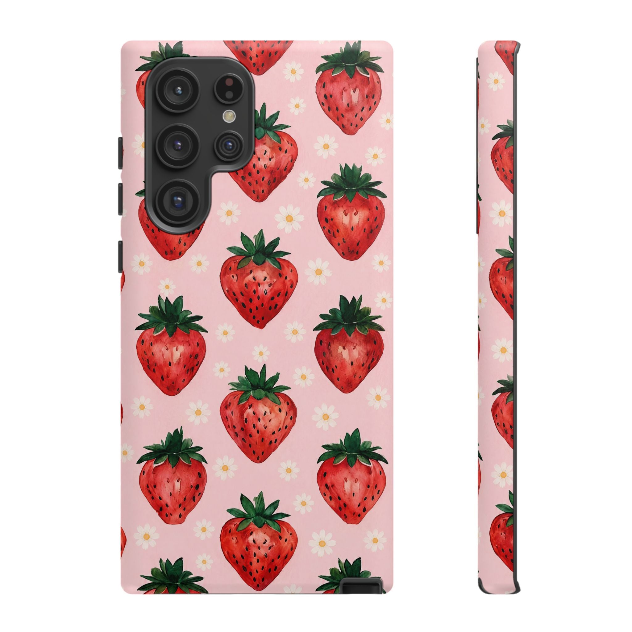 Strawberry Pattern Tough Case — Cute Pink Fruit Phone Case