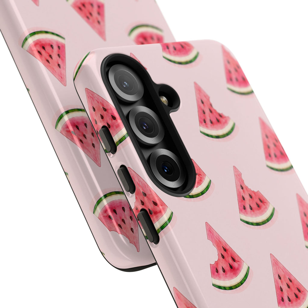 Watermelon Pattern Tough Phone Case — Pink Fruit Slice Protective Case