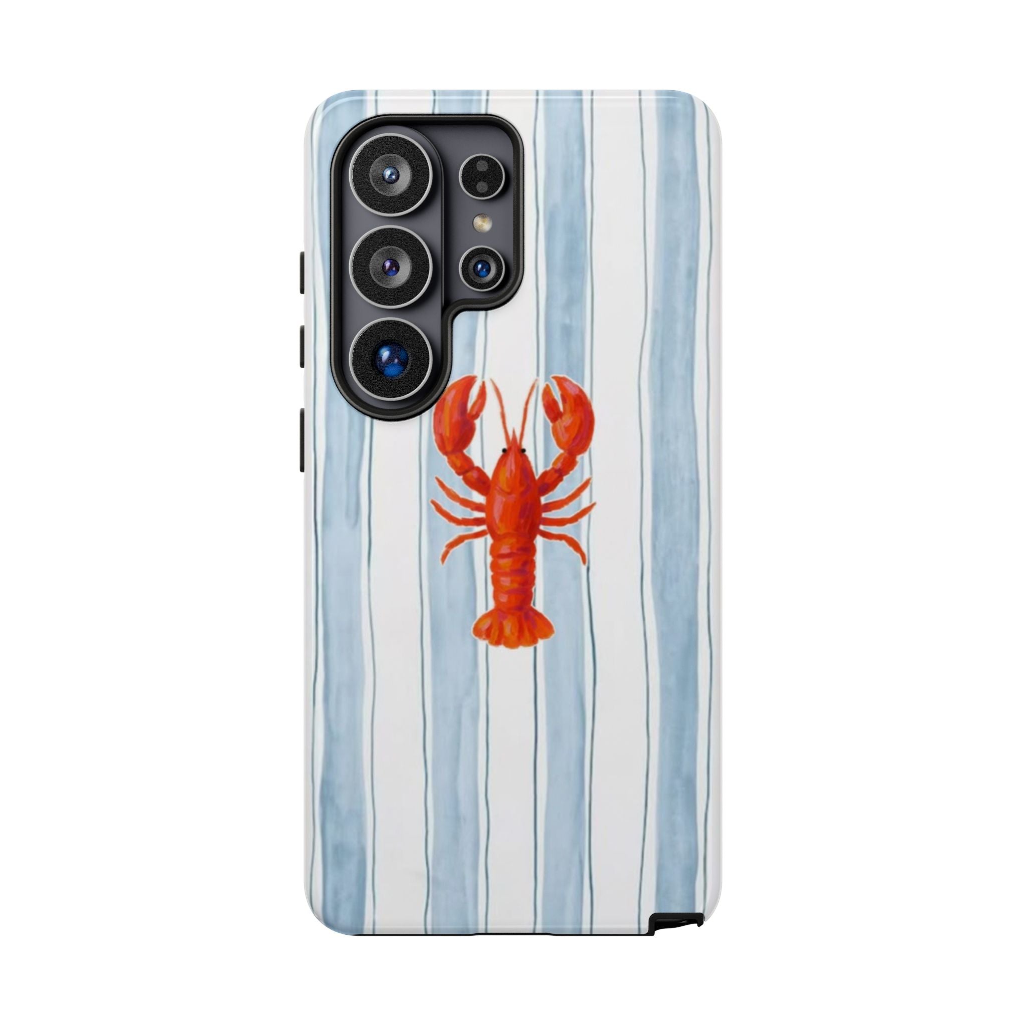 Lobster Stripe Phone Case — Nautical Blue & White Protective Cover