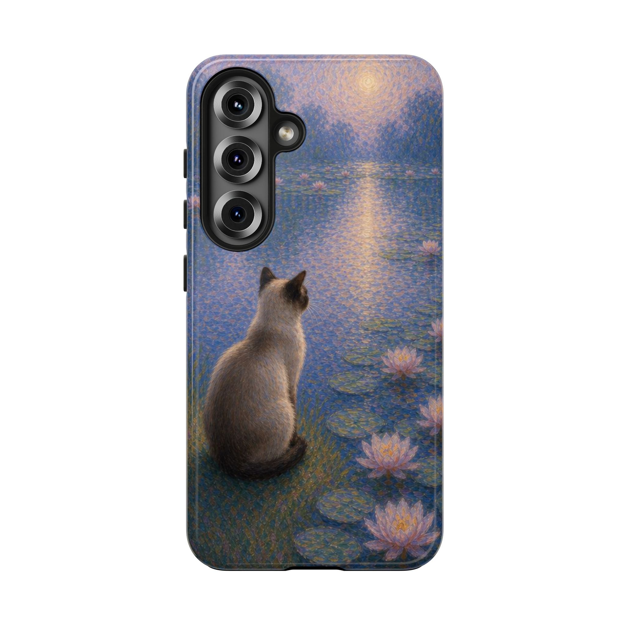 Siamese Cat by Moonlight Tough Phone Case – Waterlily Dream Protective Cover