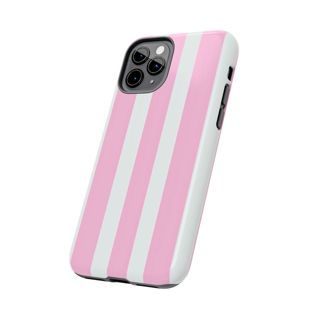 Pink & White Stripe Tough Phone Case — Protective Stripe iPhone Cover