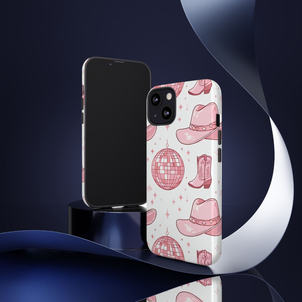 Pink Cowboy Boots & Disco Balls Tough Phone Case