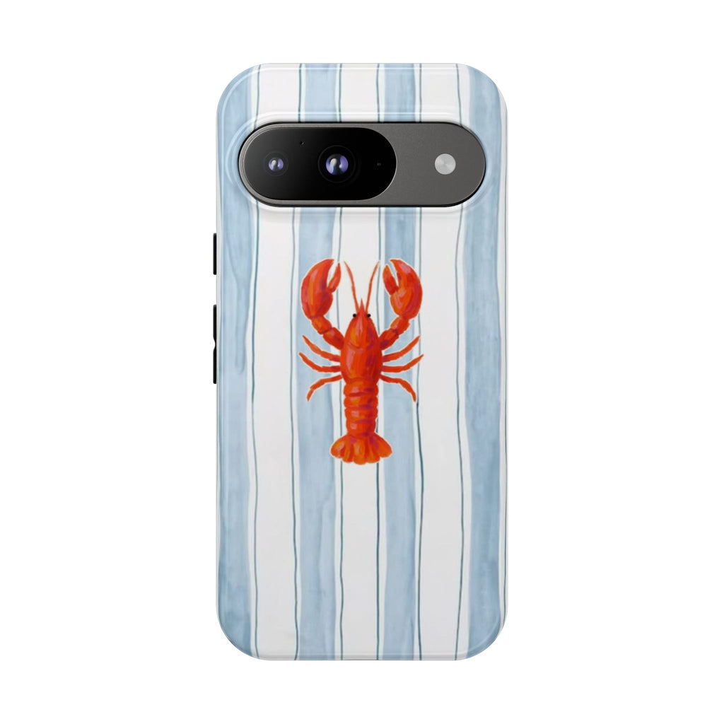 Lobster Stripe Phone Case — Nautical Blue & White Protective Cover