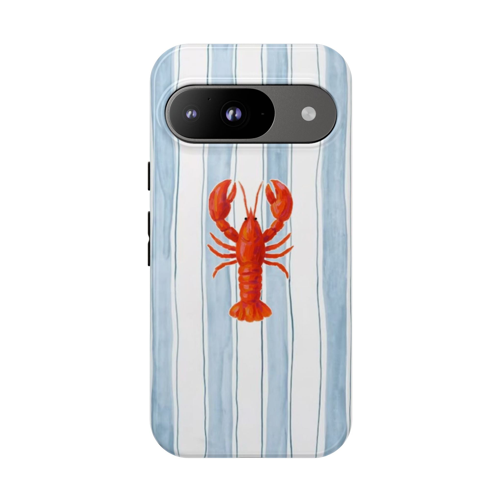Lobster Stripe Phone Case — Nautical Blue & White Protective Cover