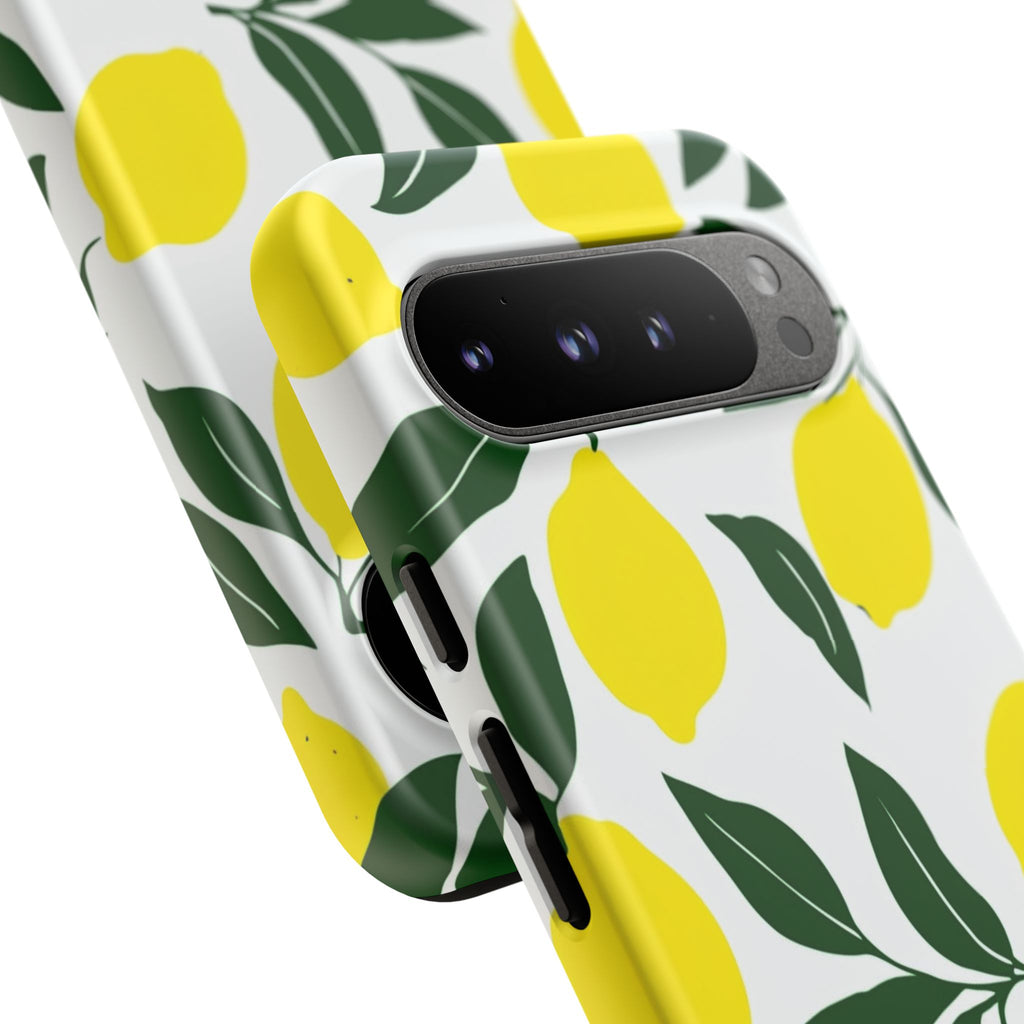 Lemon Pattern Tough Phone Case — Bright Citrus Protective Cover