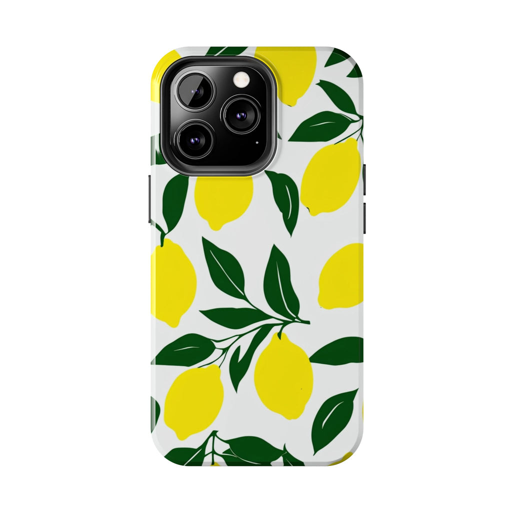 Lemon Pattern Tough Phone Case — Bright Citrus Protective Phone Cover