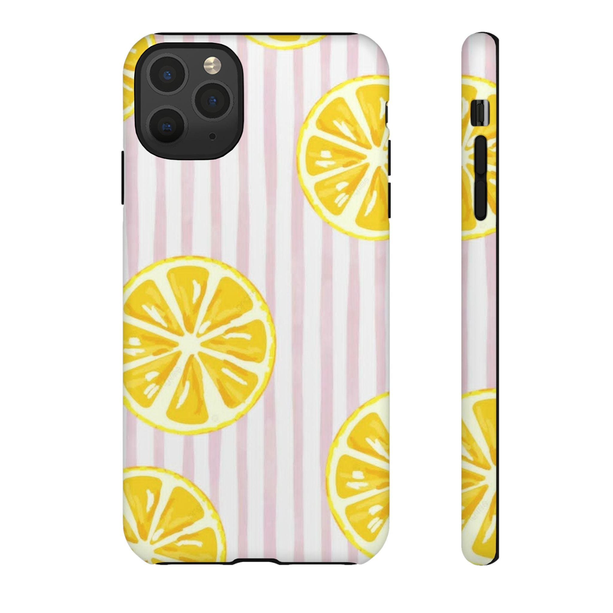Lemon Slices Tough Case — Cute Pink Stripe Phone Cover