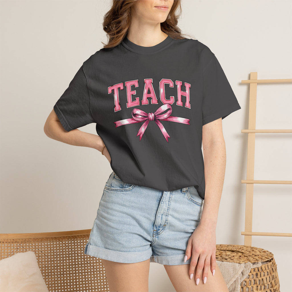 Teach Pink Bow Teacher T-Shirt