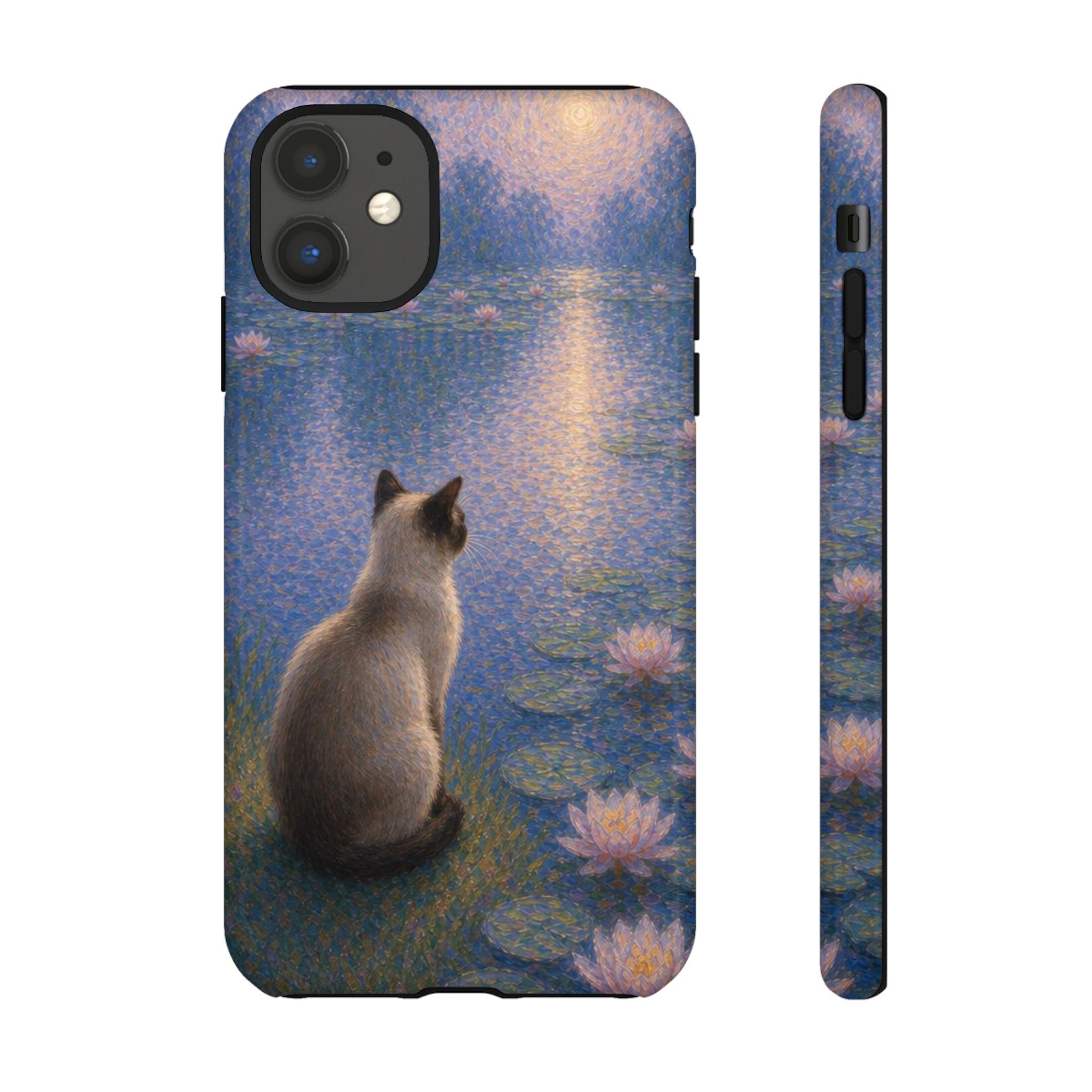 Cat Moonlight Phone Case — Serene Siamese by Lily Pond
