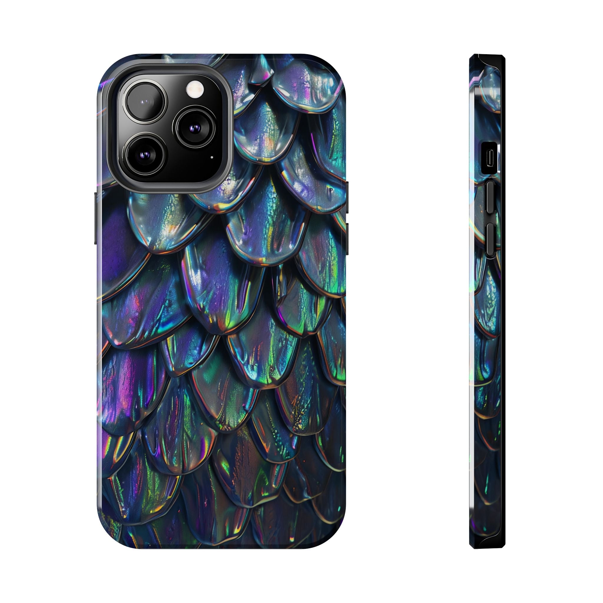 Holographic Mermaid Scale Tough Phone Case — Iridescent Protective Phone Cover