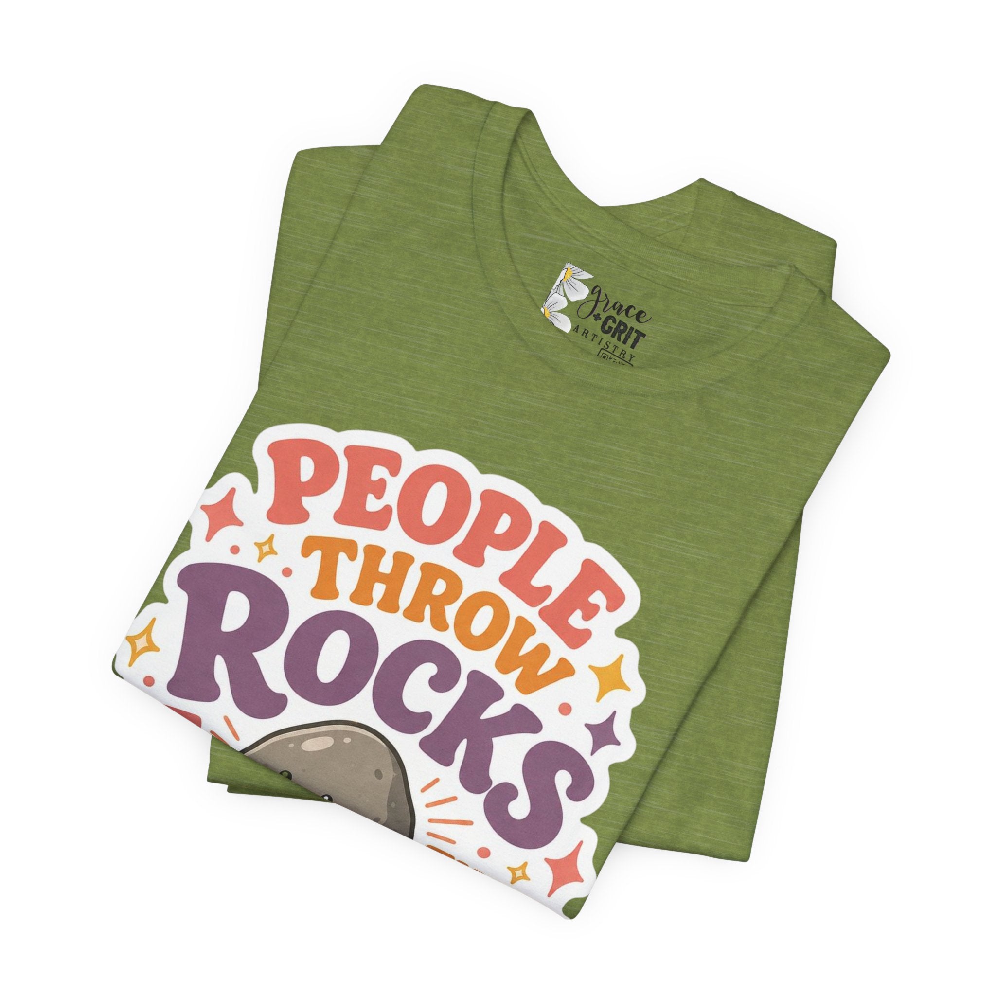 People Throw Rocks at Things That Shine T-Shirt | Cute Rock Illustration