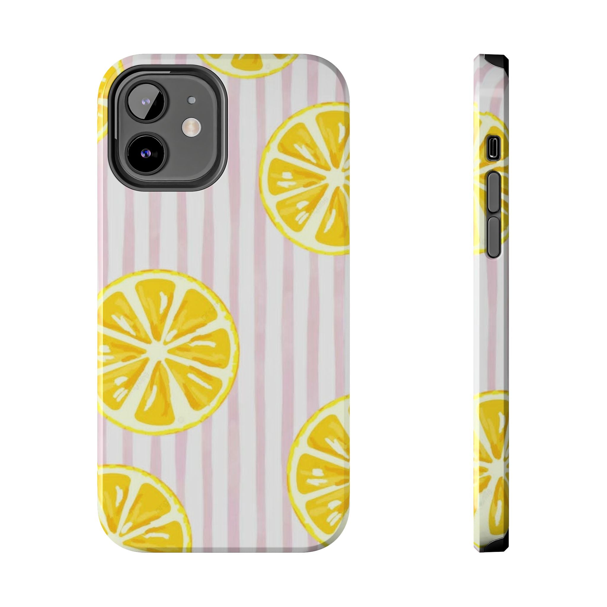 Lemon Slice Tough Phone Case — Pink Stripe Summer Protective Cover