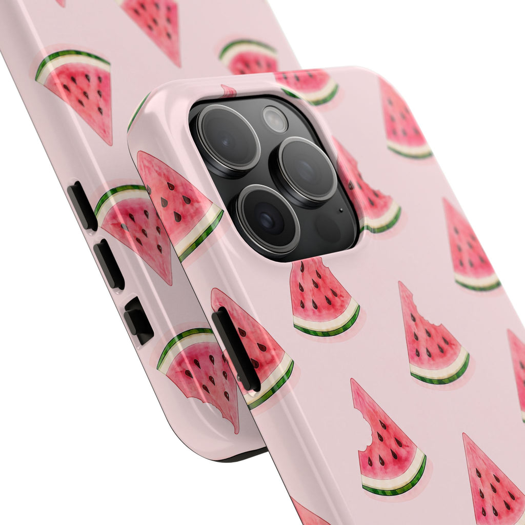 Watermelon Slice Tough Phone Case — Pink Fruit Pattern, Summer Phone Cover