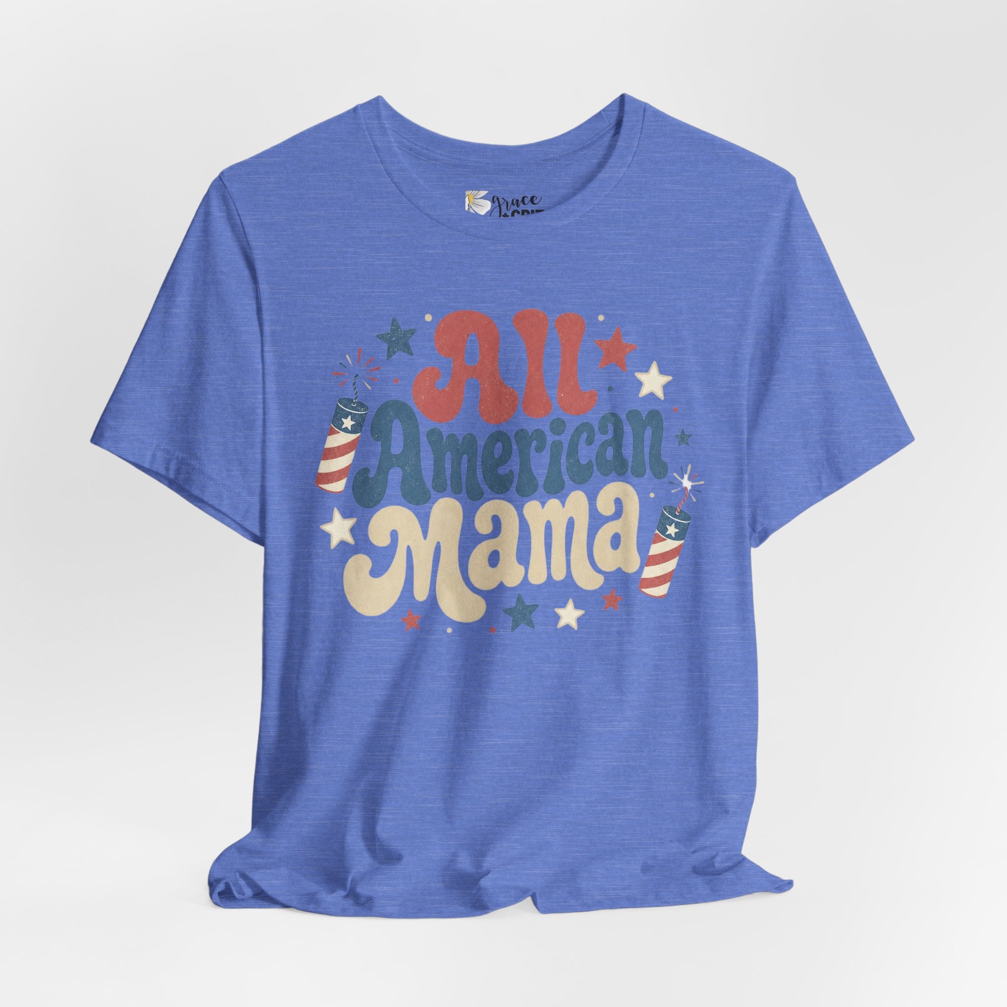 All American Mama T-Shirt – Vintage Patriotic Mom Tee (4th of July)