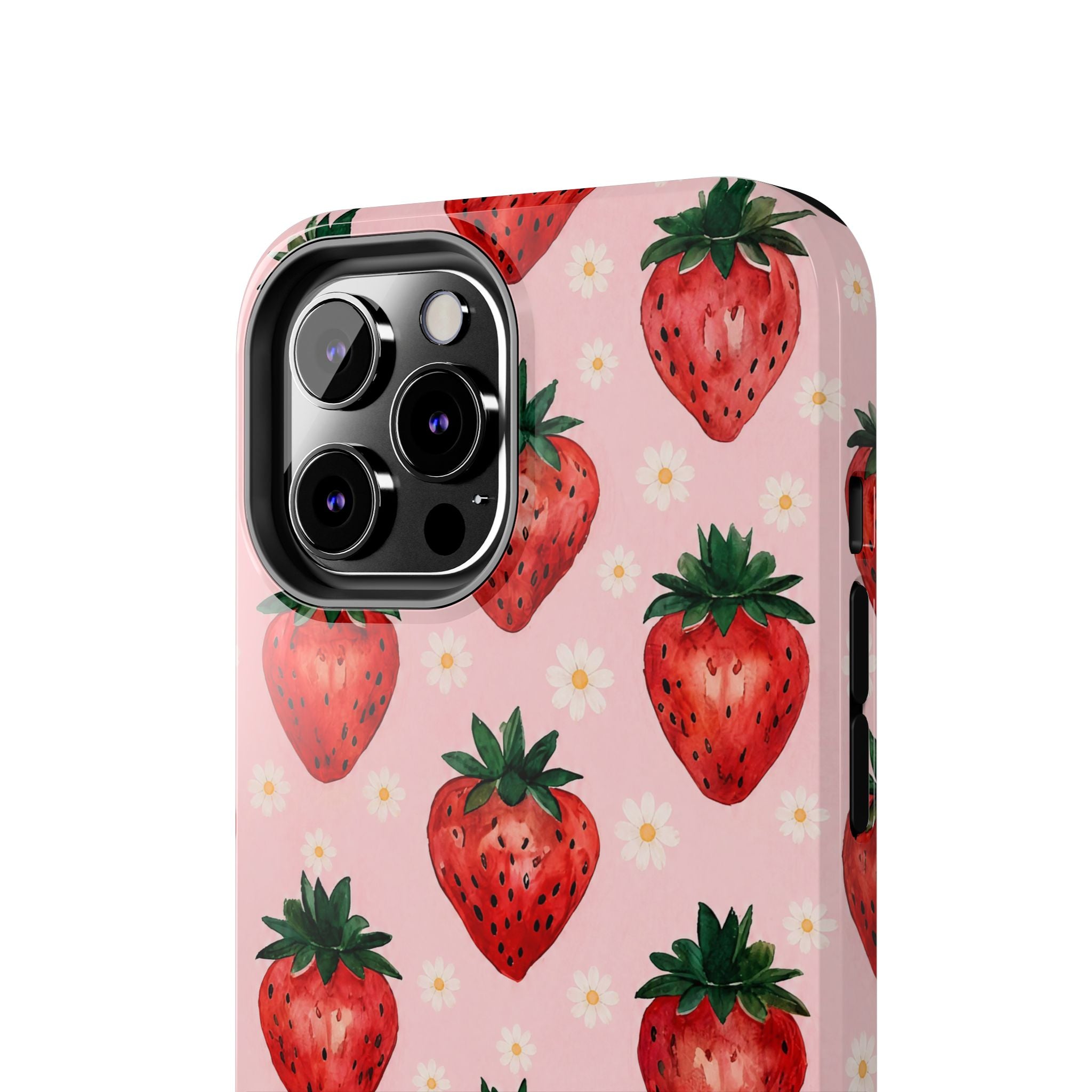 Strawberry Pattern Tough Phone Case — Cute Pink Fruit iPhone/Android Protection
