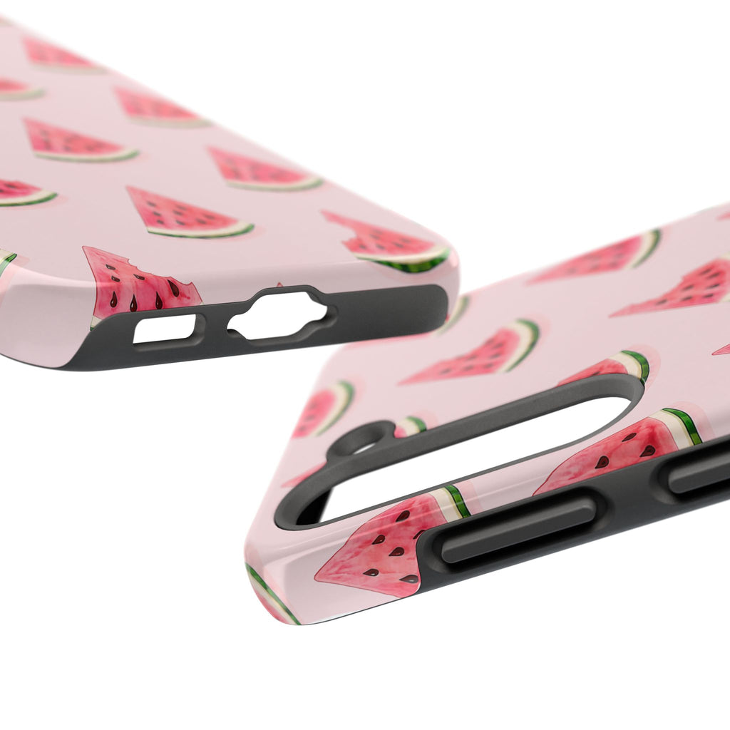 Watermelon Slice Tough Phone Case — Pink Fruit Pattern, Summer Phone Cover