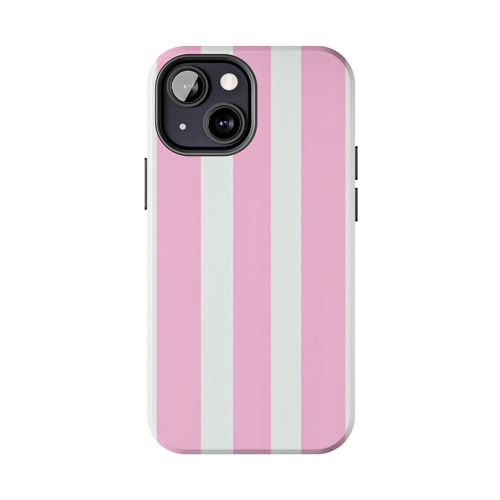 Pink & White Stripe Tough Phone Case — Protective Stripe iPhone Cover