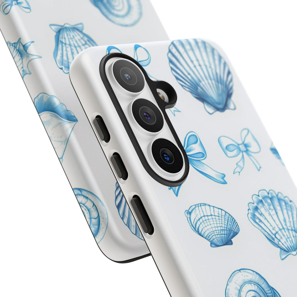 Seaside Shells Phone Case — Blue Nautical Shell & Starfish Pattern