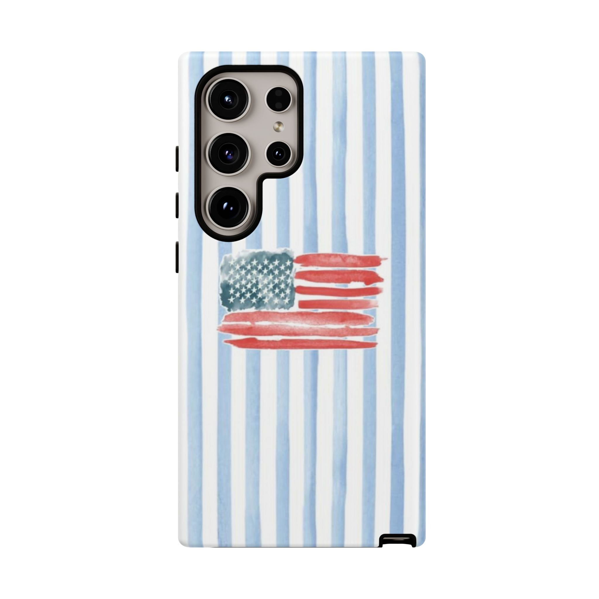 American Flag Watercolor Phone Case - Blue Stripe Tough Case