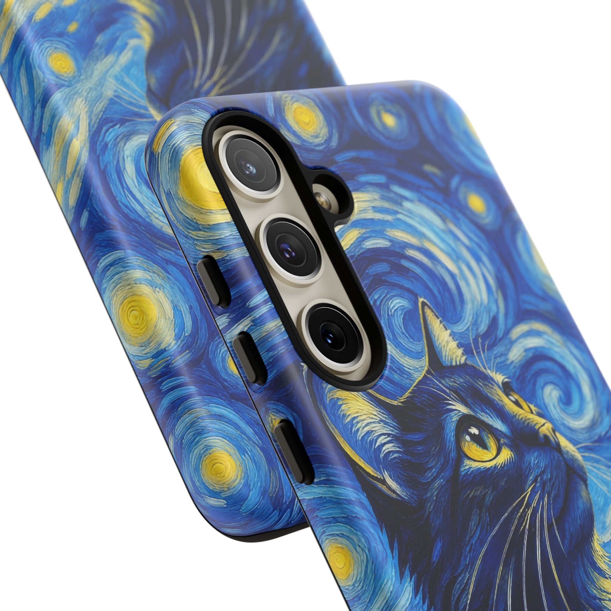 Starry Night Cat Phone Case — Van GoghStyle Blue Galaxy iPhone Cover