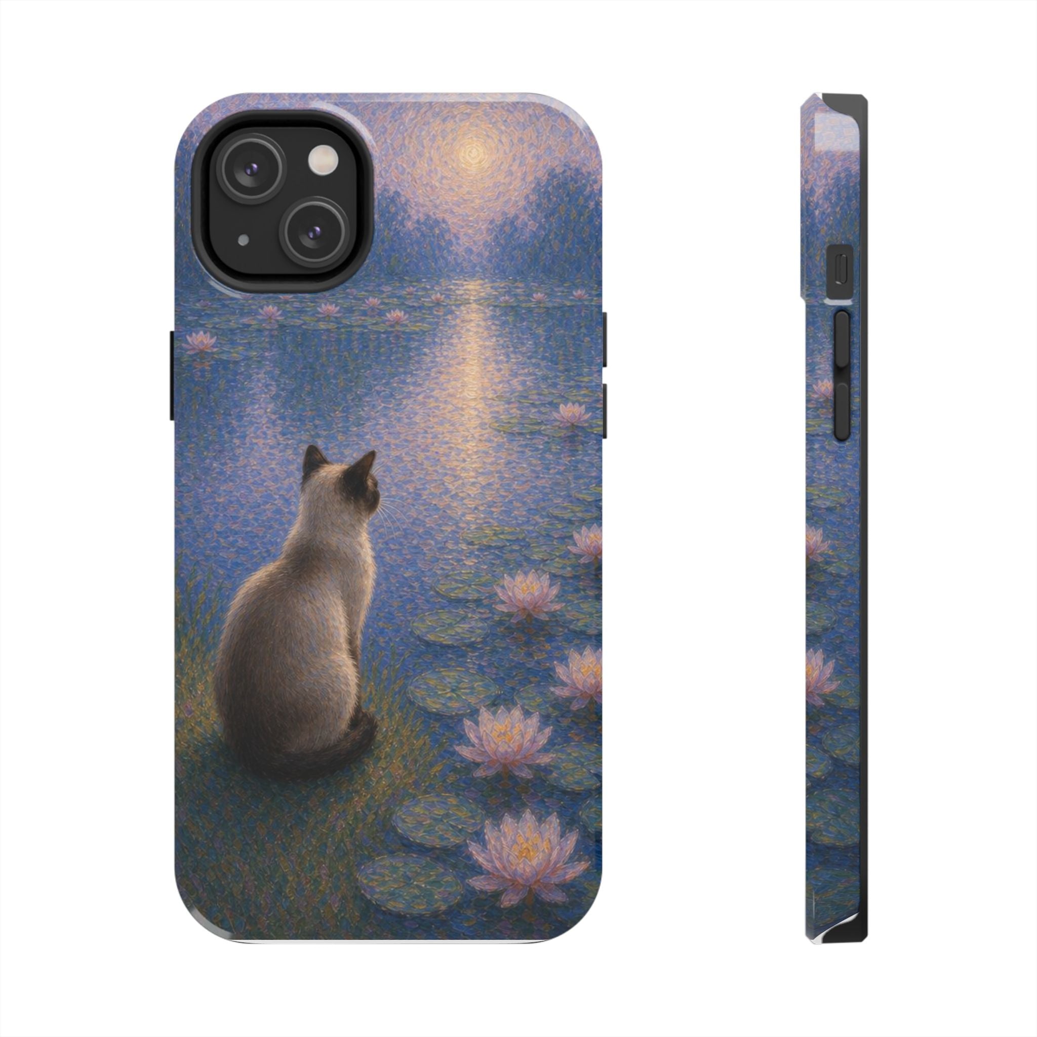 Siamese Cat by Moonlight Tough Phone Case – Waterlily Dream Protective Cover