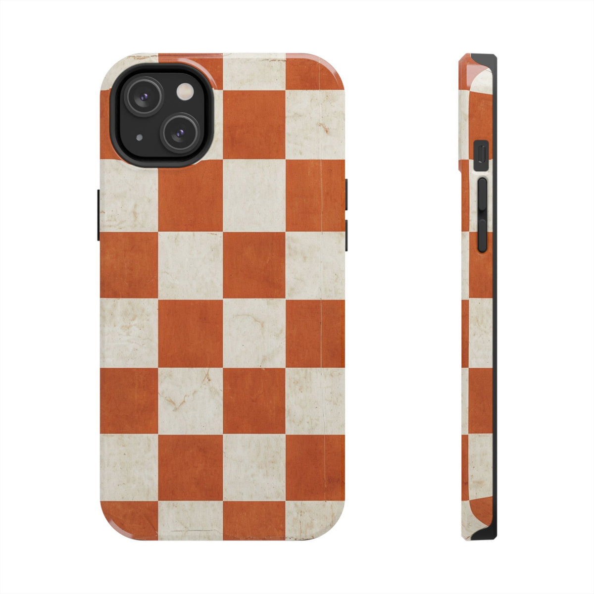 Orange and Cream Checkerboard Tough Phone Case